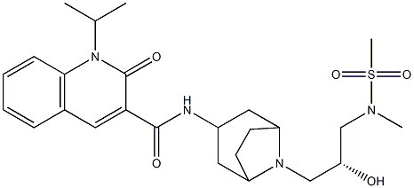 1,2-Dihydro-N-[(3-endo)-8-[(2R)-2-hydroxy-3-[methyl(methylsulfonyl)amino]propyl]-8-azabicyclo[3.2.1]oct-3-yl]-1-(1-methylethyl)-2-oxo-3-quinolinecarboxamide Struktur