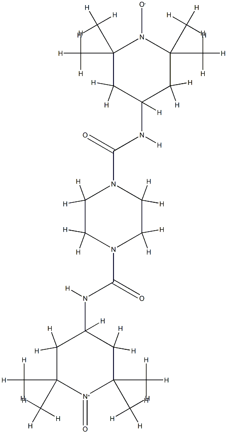 [1,4-Piperazinediylbis[carbonylimino(2,2,6,6-tetramethyl-4,1-piperidinediyloxy)]]radical Struktur