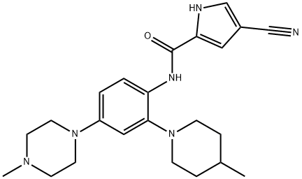 4-Cyano-N-[4-(4-methyl-1-piperazinyl)-2-(4-methyl-1-piperidinyl)phenyl]-1H-pyrrole-2-carboxamide Struktur