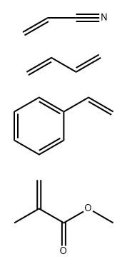 2-Propenoic acid, 2-methyl-, methyl ester, polymer with 1,3-butadiene, ethenylbenzene and 2-propenenitrile Struktur