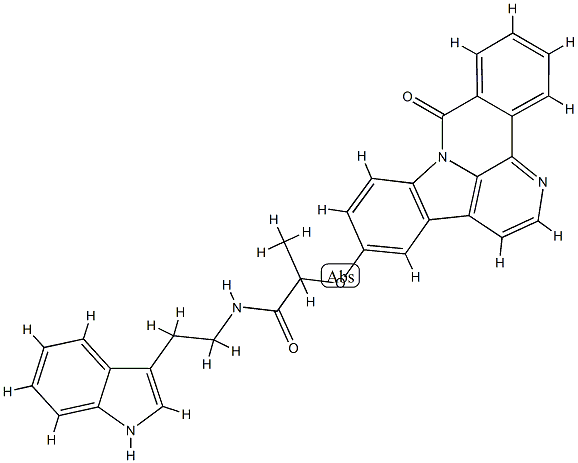 N-(2-(1H-indol-3-yl)ethyl)-2-((8-oxo-8H-benzo[c]indolo[3,2,1-ij][1,5]naphthyridin-12-yl)oxy)propanamide Struktur