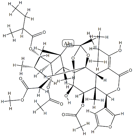 12α-Acetyloxy-11α-hydroxy-15-[(Z)-1-hydroxy-2-methylpropylidene]phragmalin 30-acetate 3-(2-methylbutyrate) Struktur