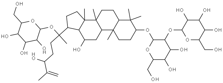 20-(β-D-Glucopyranosyloxy)-12β,24-dihydroxy-5α-dammara-25-ene-3β-yl 2-O-β-D-glucopyranosyl-β-D-glucopyranoside Struktur