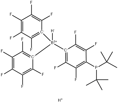 Hydrogen [4-di-tert-butylphosphino-2,3,5,6-tetrafluorophenyl]hydrobis(2,3,4,5,6-pentafluorophenyl)borate Struktur