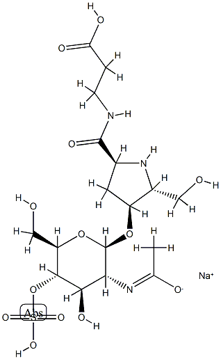 N-[(2α,4α,5β)-4-[[2-(Acetylamino)-2-deoxy-4-O-sodiosulfo-β-D-glucopyranosyl]oxy]-5-(hydroxymethyl)-L-prolyl]-β-alanine Struktur