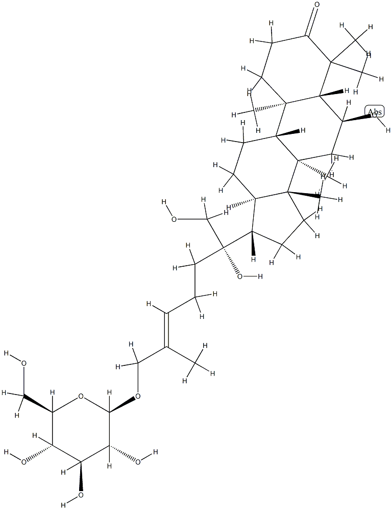 (24E)-26-(β-D-Glucopyranosyloxy)-6α,20,21-trihydroxydammar-24-en-3-one Struktur