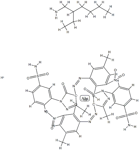 hydrogen bis[3-[4,5-dihydro-4-[(2-hydroxy-5-methyl-3-nitrophenyl)azo]-3-methyl-5-oxo-1H-pyrazol-1-yl]benzene-1-sulphonamidato(2-)]chromate(1-) , compound with 2-ethyl-1-hexylamine (1:1) Struktur