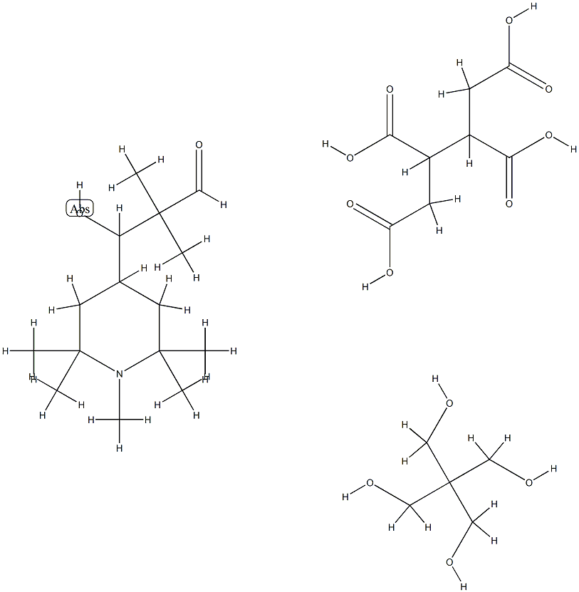 1,2,3,4-Butanetetracarboxylic acid, polymer with 2,2-bis(hydroxymethyl)-1,3-propanediol and 3-hydroxy-2,2-dimethylpropanal, 1,2,2,6,6-pentamethyl-4-piperidinyl ester Struktur