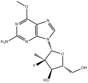 (2'R)-2'-Deoxy-2'-fluoro-2'-Methyl-6-O-Methyl-guanosine Struktur