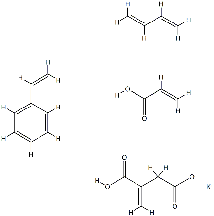 Butanedioic acid, methylene-, polymer with 1,3-butadiene, ethenylbenzene and 2-propenoic acid, potassium salt Struktur