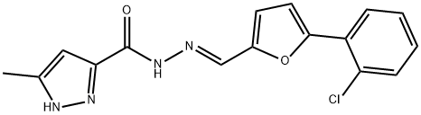 N'-{[5-(2-chlorophenyl)-2-furyl]methylene}-3-methyl-1H-pyrazole-5-carbohydrazide Struktur