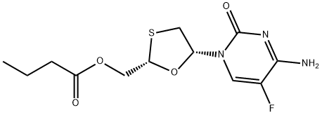 ((2S,5R)-5-(4-氨基-5-氟-2-氧亞基嘧啶-1(2H)-基)-1,3-噁噻戊環(huán)-2-基)甲基丁酯, 143491-58-1, 結(jié)構(gòu)式