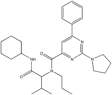 4-Pyrimidinecarboxamide,N-[1-[(cyclohexylamino)carbonyl]-2-methylpropyl]-6-phenyl-N-propyl-2-(1-pyrrolidinyl)-(9CI) Struktur