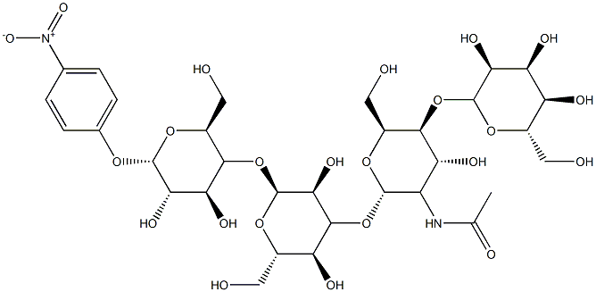 Gal beta(1-4)GlcNAc beta(1-3)Gal beta(1-4)Glc-beta-pNP Struktur