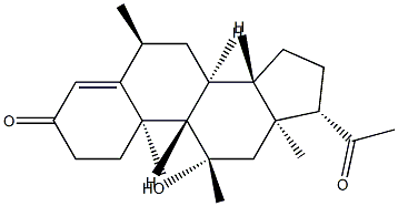 (6S,8S,9S,10R,11S,13R,14S,17S)-17-acetyl-11-hydroxy-6,10,11,13-tetrame thyl-2,6,7,8,9,12,14,15,16,17-decahydro-1H-cyclopenta[a]phenanthren-3- one Struktur