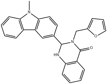 3-(2-furylmethyl)-2-(9-methyl-9H-carbazol-3-yl)-2,3-dihydro-4(1H)-quinazolinone Struktur