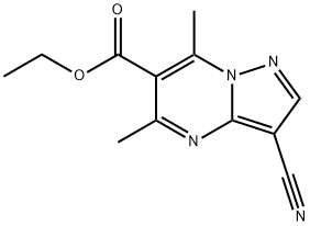 ethyl 3-cyano-5,7-dimethylpyrazolo[1,5-a]pyrimidine-6-carboxylate Struktur