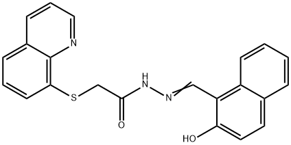 N'-[(2-hydroxy-1-naphthyl)methylene]-2-(8-quinolinylsulfanyl)acetohydrazide Struktur