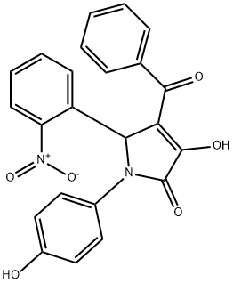 4-benzoyl-3-hydroxy-5-{2-nitrophenyl}-1-(4-hydroxyphenyl)-1,5-dihydro-2H-pyrrol-2-one Struktur