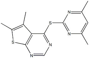 4-[(4,6-dimethyl-2-pyrimidinyl)sulfanyl]-5,6-dimethylthieno[2,3-d]pyrimidine Struktur