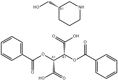 Butanedioic acid, 2,3-bis(benzoyloxy)-, (2R,3R)-(3S)-coMpd. with 3-piperidineMethanol (1:1) Struktur