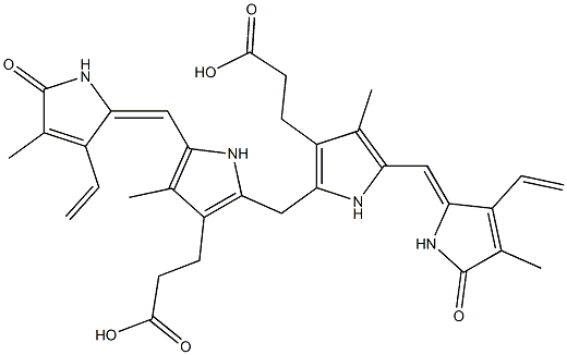 3,17-Divinyl-1,10,19,22,23,24-hexahydro-2,7,13,18-tetramethyl-1,19-dioxo-21H-biline-8,12-dipropionic acid Structure