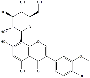 8-β-D-Glucopyranosyl-5,7-dihydroxy-3-(4-hydroxy-3-methoxyphenyl)-4H-1-benzopyran-4-one Struktur