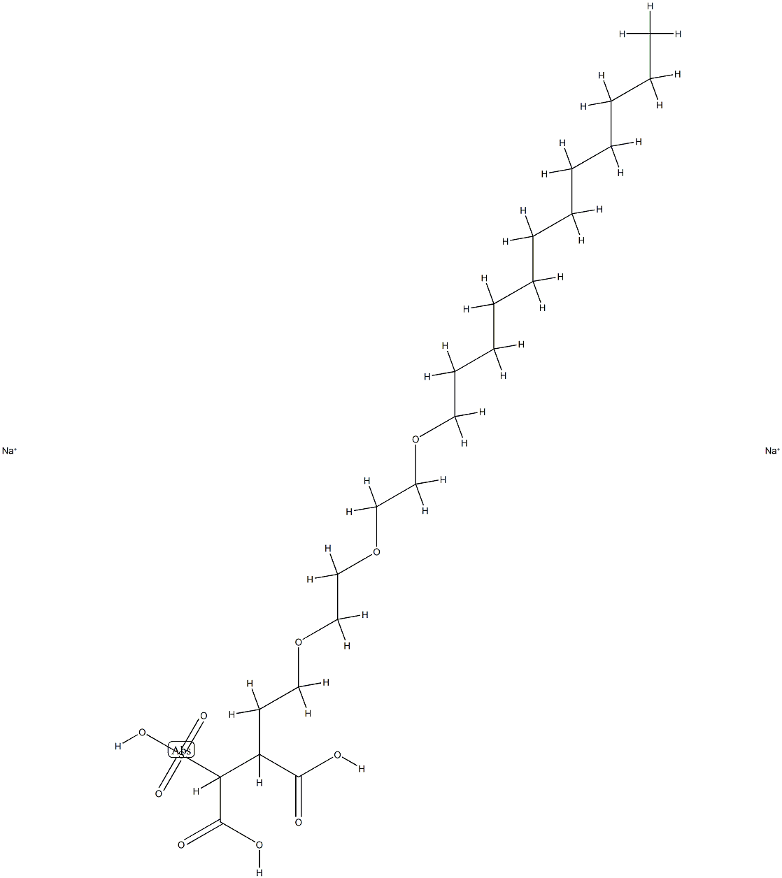 disodium C-[2-[2-[2-(dodecyloxy)ethoxy]ethoxy]ethyl] sulphonatosuccinate Struktur