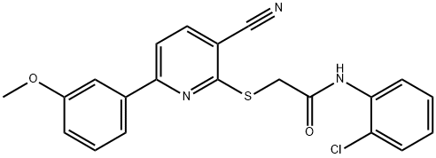 N-(2-chlorophenyl)-2-{[3-cyano-6-(3-methoxyphenyl)-2-pyridinyl]sulfanyl}acetamide Struktur