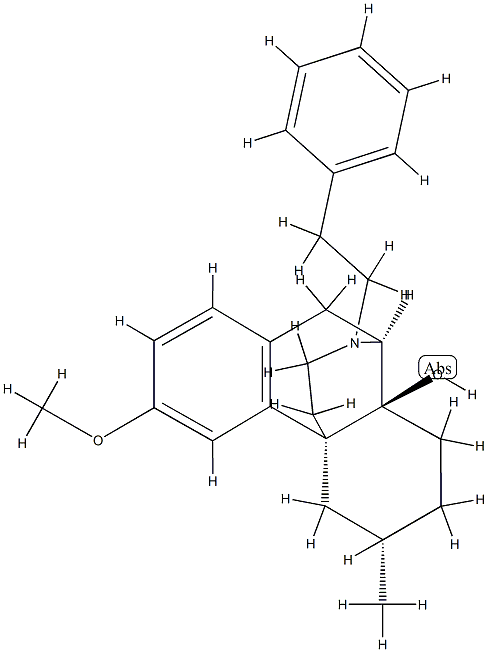 3-Methoxy-6α-methyl-17-(2-phenylethyl)morphinan-14-ol Struktur