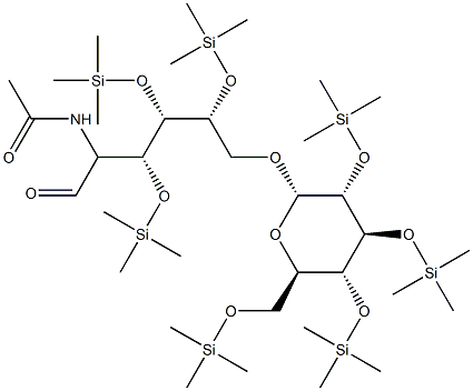 2-(Acetylamino)-6-O-[2-O,3-O,4-O,6-O-tetrakis(trimethylsilyl)-α-D-glucopyranosyl]-3-O,4-O,5-O-tris(trimethylsilyl)-2-deoxy-D-glucose Struktur