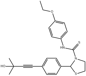 3-Thiazolidinecarbothioamide,N-(4-ethoxyphenyl)-2-[4-(3-hydroxy-3-methyl-1-butynyl)phenyl]-(9CI) Struktur