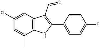 1H-Indole-3-carboxaldehyde,5-chloro-2-(4-fluorophenyl)-7-methyl-(9CI) Struktur