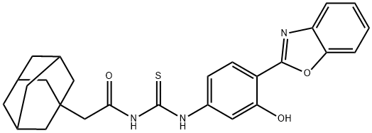 Tricyclo[3.3.1.13,7]decane-1-acetamide, N-[[[4-(2-benzoxazolyl)-3-hydroxyphenyl]amino]thioxomethyl]- (9CI) Struktur