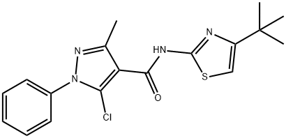 1H-Pyrazole-4-carboxamide,5-chloro-N-[4-(1,1-dimethylethyl)-2-thiazolyl]-3-methyl-1-phenyl-(9CI) Struktur