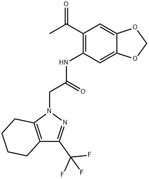 1H-Indazole-1-acetamide,N-(6-acetyl-1,3-benzodioxol-5-yl)-4,5,6,7-tetrahydro-3-(trifluoromethyl)-(9CI) Struktur