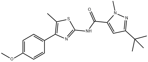 1H-Pyrazole-5-carboxamide,3-(1,1-dimethylethyl)-N-[4-(4-methoxyphenyl)-5-methyl-2-thiazolyl]-1-methyl-(9CI) Struktur