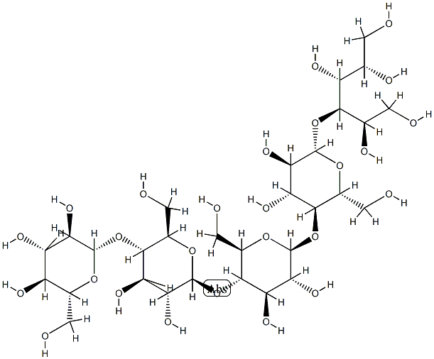 O-beta-D-Glucopyranosyl-(1-4)-O-beta-D-glucopyranosyl-(1-4)-O-beta-D-glucopyranosyl-(1-4)-O-beta-D-glucopyranosyl-(1-4)-D-glucitol Struktur