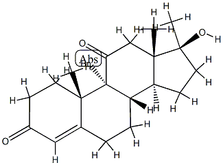 9-Bromo-17β-hydroxy-17-methylandrost-4-ene-3,11-dione Struktur