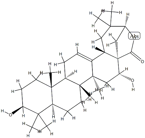 3β,16α,21β-Trihydroxyoleana-12-ene-28-oic acid 28,21-lactone Struktur