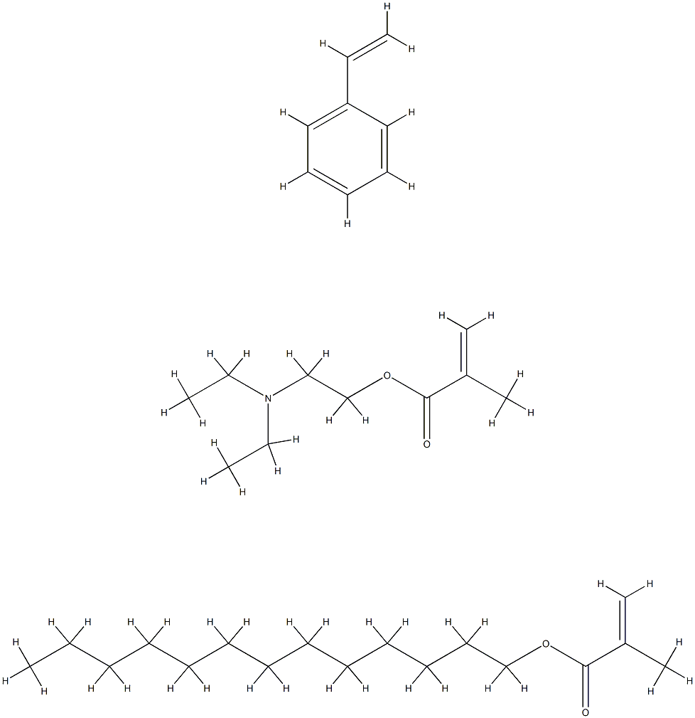 2-Propenoic acid, 2-methyl-, 2-(diethylamino)ethyl ester, polymer with ethenylbenzene and tridecyl 2-methyl-2-propenoate Struktur