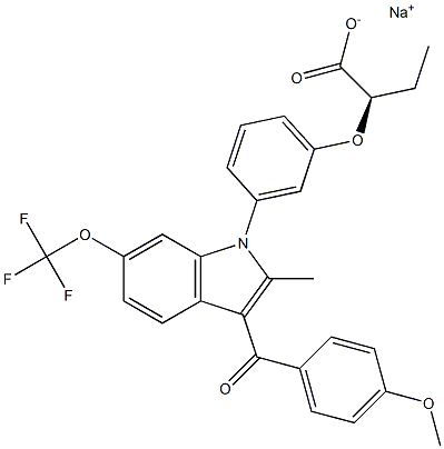 Butanoic acid, 2-[3-[3-(4-Methoxybenzoyl)-2-Methyl-6-(trifluoroMethoxy)-1H-indol-1-yl]phenoxy]-, sodiuM salt (1:1), (2R)- Struktur