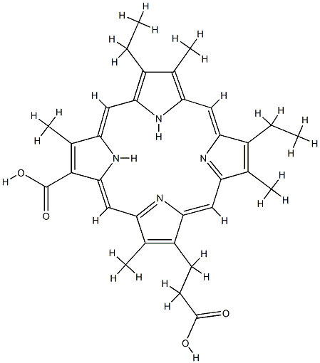 7-Carboxy-12,17-diethyl-3,8,13,18-tetramethyl-21H,23H-porphin-2-propionsure