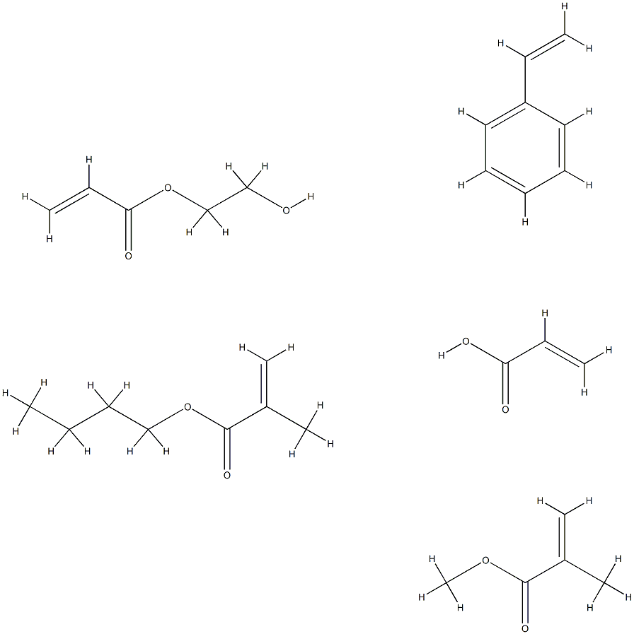 2-Propenoic acid, 2-methyl-, butyl ester, polymer with ethenylbenzene, 2-hydroxyethyl 2-propenoate, methyl 2-methyl-2-propenoate and 2-propenoic acid Struktur