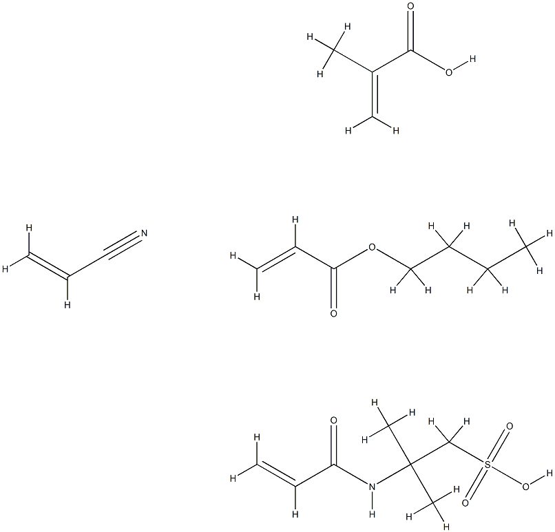 2-Propenoic acid, 2-methyl-, polymer with butyl 2-propenoate, 2-methyl-2-[(1-oxo-2-propenyl)amino]-1-propanesulfonic acid and 2-propenenitrile Struktur