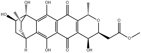 (1R,13R)-1,3,4,6,7,9,10,11-オクタヒドロ-4α,5,10β,12,13-ペンタヒドロキシ-3α,7α-ジメチル-6,11-ジオキソ-1β,4-エタノナフト[2,3-c:6,7-c']ジピラン-9β-酢酸メチル 化學(xué)構(gòu)造式