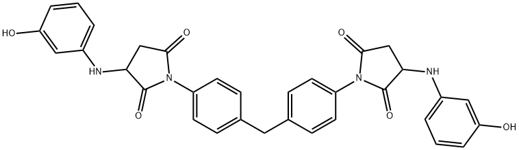 5-Pyrrolidinedione, 1, 1'-(methylenedi-4,1-phenylene)bis[3-[(3-hydroxyphenyl)amino]-2 2,5-pyrrolidinedione, 1,1'-(methylenedi-4,1-phenylene)bis[3-[(3-hydroxyphenyl)a 2,5-Pyrrolidinedione,1,1'-(methylenedi-4,1-phenylene)bis[3-[(3-hydroxyphenyl)amino]- Struktur