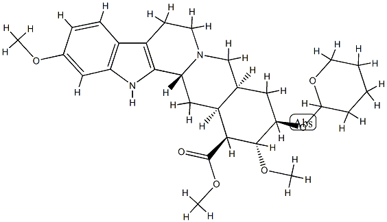 (3β,20α)-11,17α-Dimethoxy-18β-[(tetrahydro-2H-pyran-2-yl)oxy]yohimban-16β-carboxylic acid methyl ester Struktur