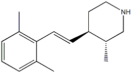 Piperidine, 4-[(1E)-2-(2,6-dimethylphenyl)ethenyl]-3-methyl-, (3R,4R)-rel- (9CI) Struktur