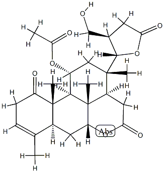 (13β,14α,17S,20R)-11α-(Acetyloxy)-7α,17,21-trihydroxy-4,8-dimethyl-1-oxo-24-nor-16,17-seco-5α-chol-3-ene-16,23-dioic acid 16,7:23,17-dilactone Struktur